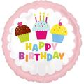 Loftus International 18 in. Happy Birthday Cupcake VLP HX Party Balloon, 10PK A3-2692